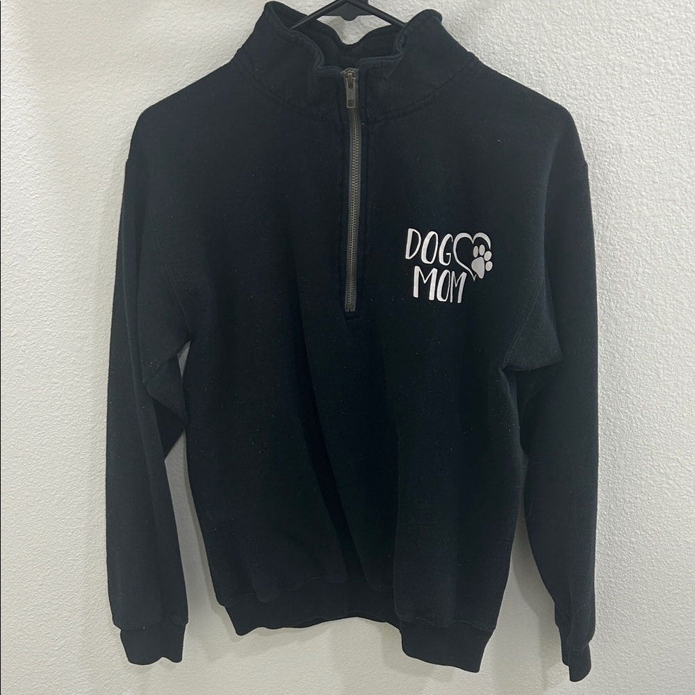 Dog Mom Black Zip Up Sweater
